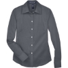 Custom Womens Crown Collection® Solid Stretch Twill Woven Dress Shirt Graphite