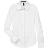 Custom Womens Crown Collection® Solid Stretch Twill Woven Dress Shirt White