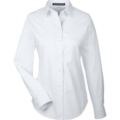 Custom Womens Crown Collection® Royal Dobby Woven Dress Shirt White