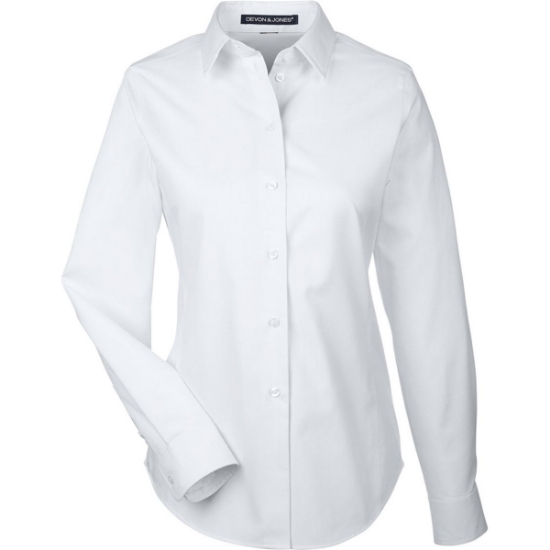 Custom Womens Crown Collection® Royal Dobby Woven Dress Shirt White
