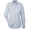 Custom Womens Crown Collection® Striped Woven Dress Shirt Navy/ White