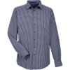 Custom Mens CrownLux Performance® Tonal Mini Check Woven Dress Shirt Navy