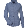 Custom Womens CrownLux Performance® Tonal Mini Check Woven Dress Shirt Navy