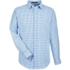 Custom Mens CrownLux Performance® Micro Windowpane Woven Dress Shirt French Blue/ White