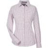 Custom Womens CrownLux Performance® Micro Windowpane Woven Dress Shirt Burgundy/ White