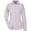 Custom Womens CrownLux Performance® Micro Windowpane Woven Dress Shirt Burgundy/ White