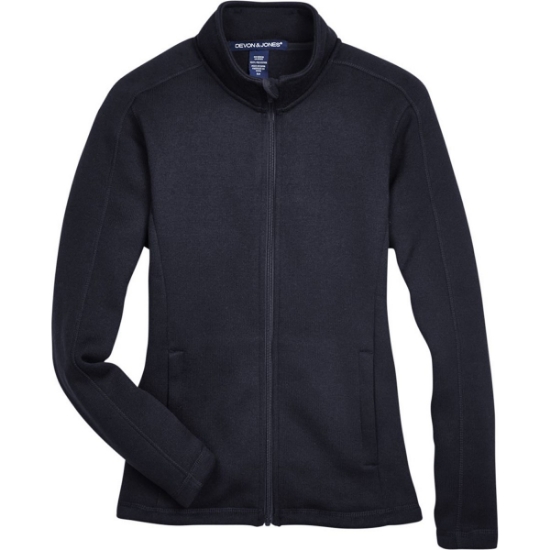 Custom Womens Bristol Full-Zip Sweater Fleece Jacket Black