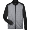 Custom Mens Newbury Colorblock Mélange Fleece Full-Zip jacket Black Heather/ Dark Grey Heather