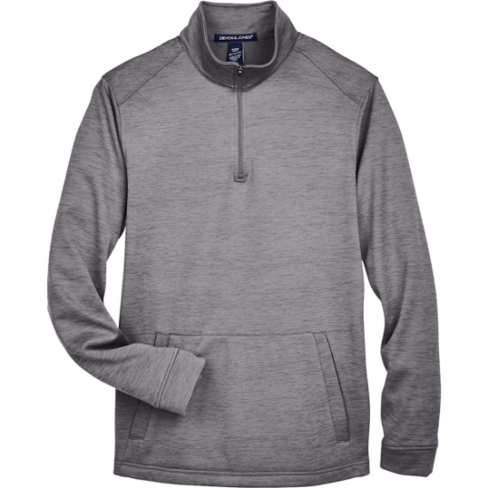 Custom Mens Newbury Mélange Fleece Quarter-Zip Pullover Dark Grey Heather