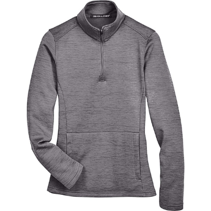 Custom Womens Newbury Mélange Fleece Quarter-Zip Pullover Dark Grey Heather