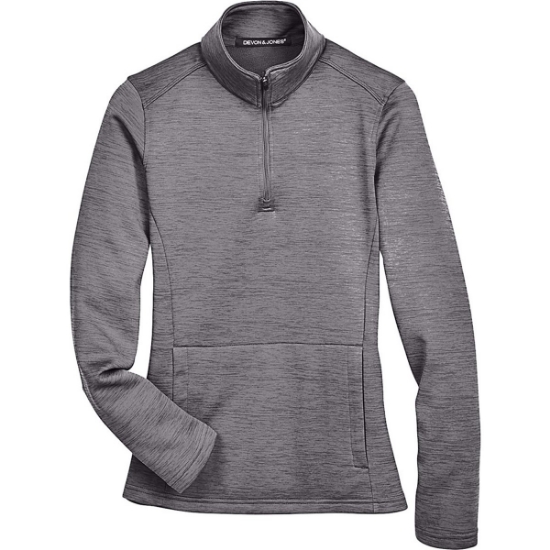 Custom Womens Newbury Mélange Fleece Quarter-Zip Pullover Dark Grey Heather
