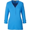 Custom Womens Perfect Fit™ Y-Placket Convertible Sleeve Knit Top French Blue