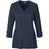 Custom Womens Perfect Fit™ Y-Placket Convertible Sleeve Knit Top Navy