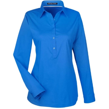 Custom Womens Perfect Fit™ Half-Placket Tunic Dress Shirt French Blue