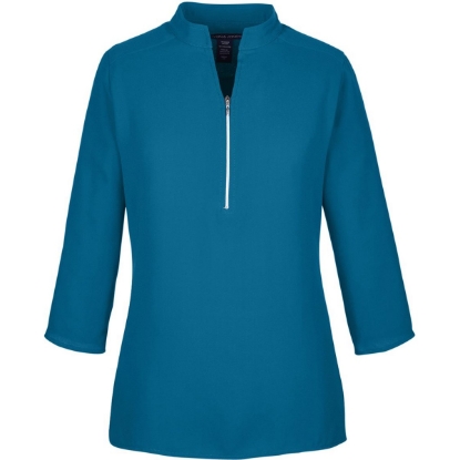 Custom Womens Perfect Fit™  Three-Quarter Sleeve Crepe Tunic Dark Teal