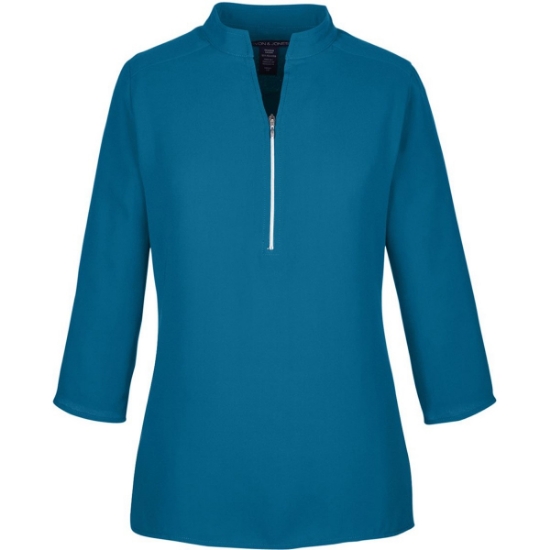 Custom Womens Perfect Fit™  Three-Quarter Sleeve Crepe Tunic Dark Teal