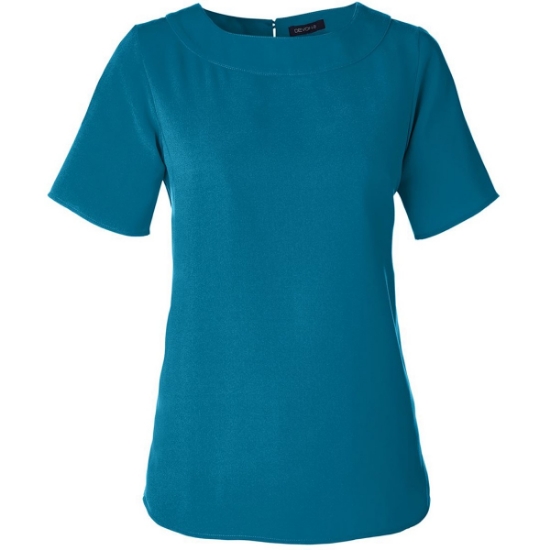 Custom Womens Perfect Fit™ Boat Neck Blouse Dark Teal