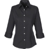 Custom Womens Perfect Fit™ Three-Quarter Sleeve Stretch Poplin Dress Shirt Black