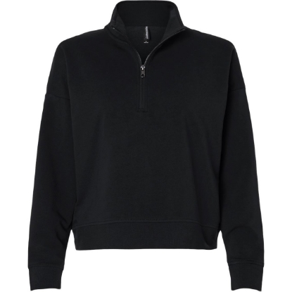 Custom Womens Perform Quarter-Zip Pullover Black