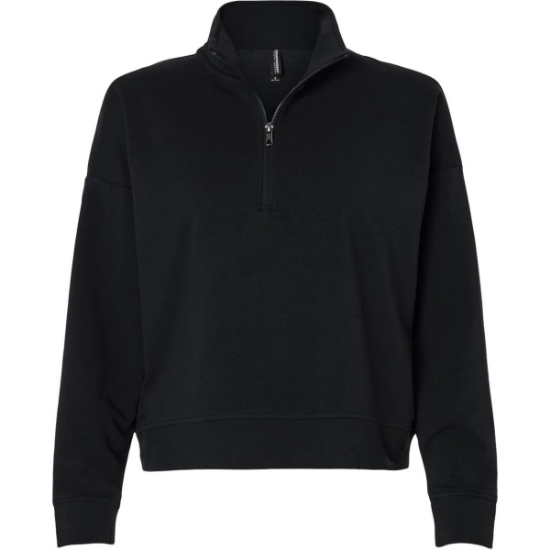 Custom Womens Perform Quarter-Zip Pullover Black
