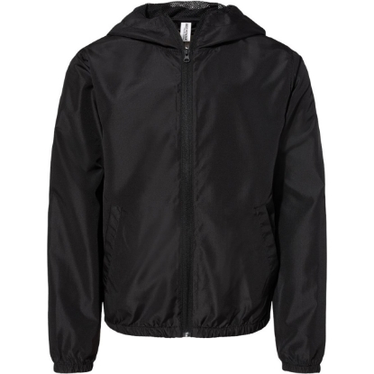 Custom Youth Lightweight Windbreaker Full-Zip Jacket Black