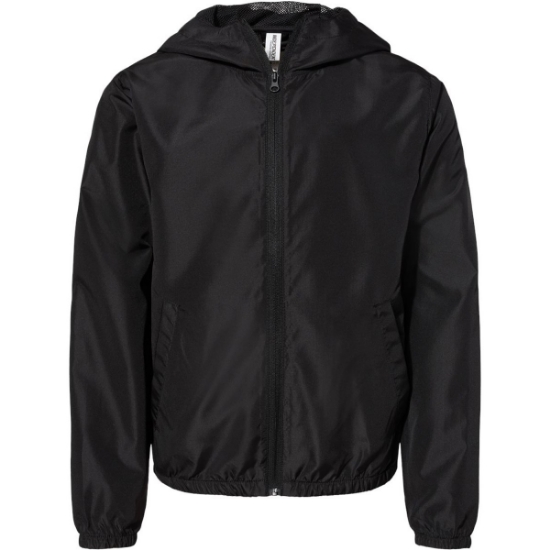Custom Youth Lightweight Windbreaker Full-Zip Jacket Black