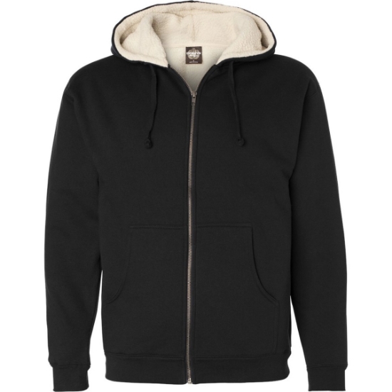 Custom Mens Sherpa-Lined Full-Zip Hooded Sweatshirt Black/ Natural
