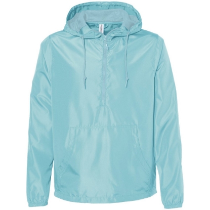 Custom Unisex Lightweight Quarter-Zip Windbreaker Pullover Jacket Aqua