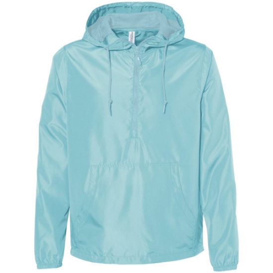 Custom Unisex Lightweight Quarter-Zip Windbreaker Pullover Jacket Aqua