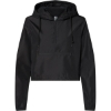 Custom Womens Lightweight Quarter-Zip Pullover Crop Windbreaker Black