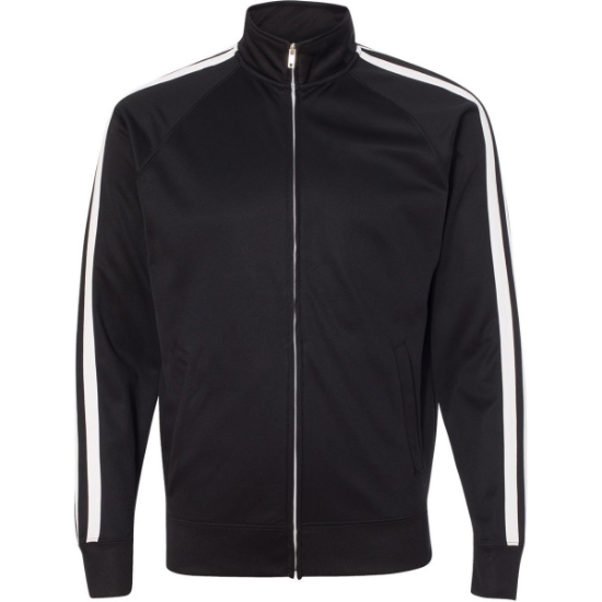 Custom Mens Lightweight Poly-Tech Full-Zip Track Jacket Black