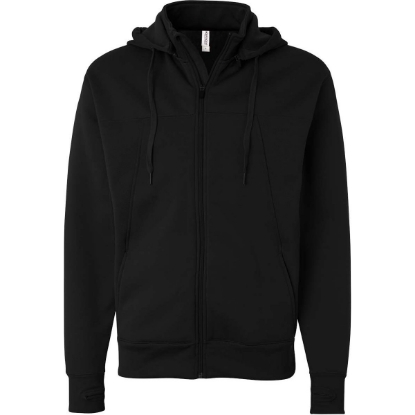 Custom Unisex Poly-Tech Full-Zip Hooded Sweatshirt Black