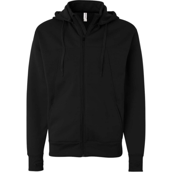 Custom Unisex Poly-Tech Full-Zip Hooded Sweatshirt Black