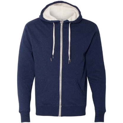 Custom Unisex Sherpa-Lined Hooded Sweatshirt Navy Heather