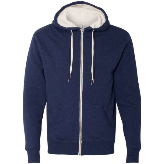 Custom Unisex Sherpa-Lined Hooded Sweatshirt Navy Heather