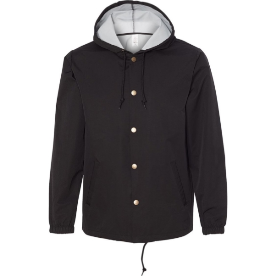 Custom Mens Water-Resistant Hooded Windbreaker Black