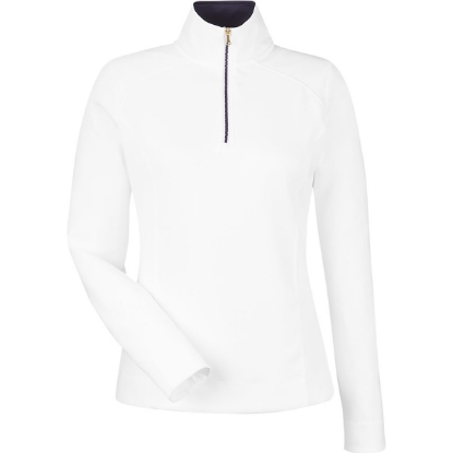 Custom Womens Wells Tech Quarter-Zip Pullover White/ Eclipse