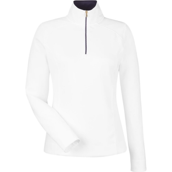 Custom Womens Wells Tech Quarter-Zip Pullover White/ Eclipse