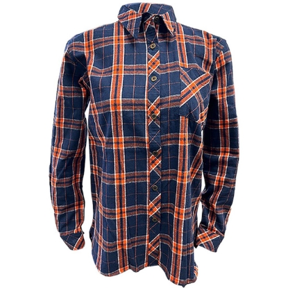 Custom Womens Flannel Shirt Orange/ Navy