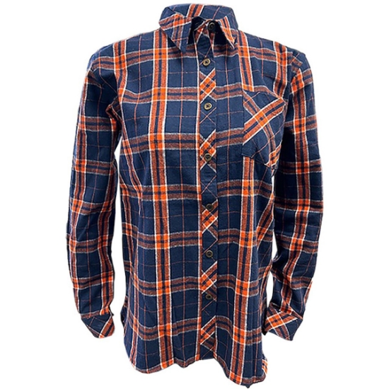 Custom Womens Flannel Shirt Orange/ Navy