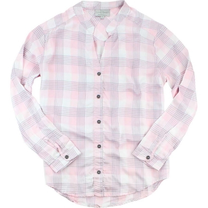 Custom Womens Loungelite Button-Back Shirt Pink/ White/ Grey