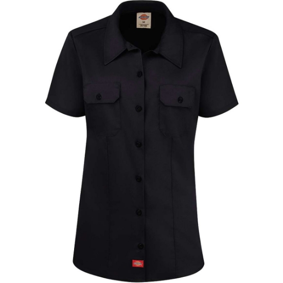 Custom Womens Short Sleeve Work Shirt Black