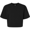 Custom Womens French Terry Mid-Length Boxy Top Black