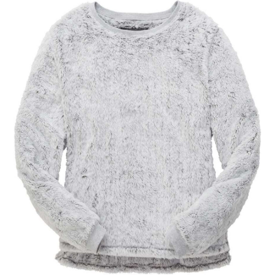 Custom Womens Fuzzy Crewneck Fleece Frosty Grey