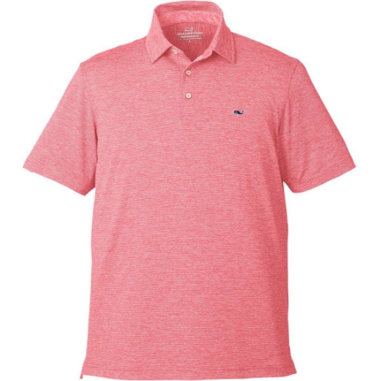 Custom Mens Destin Stripe Sankaty Polo Lobster Reef