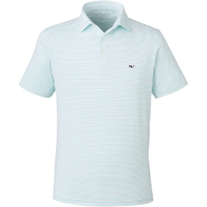 Custom Mens Bradley Stripe Sankaty Polo Andros Blue Tejeda