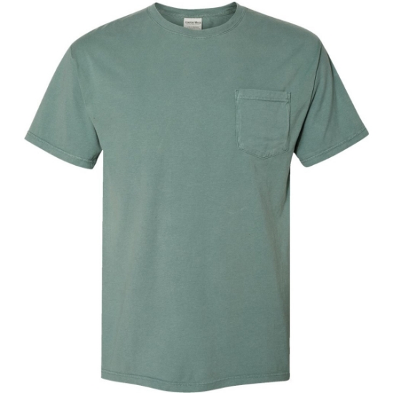 Custom Unisex Garment-Dyed Pocket T-Shirt Cypress Green