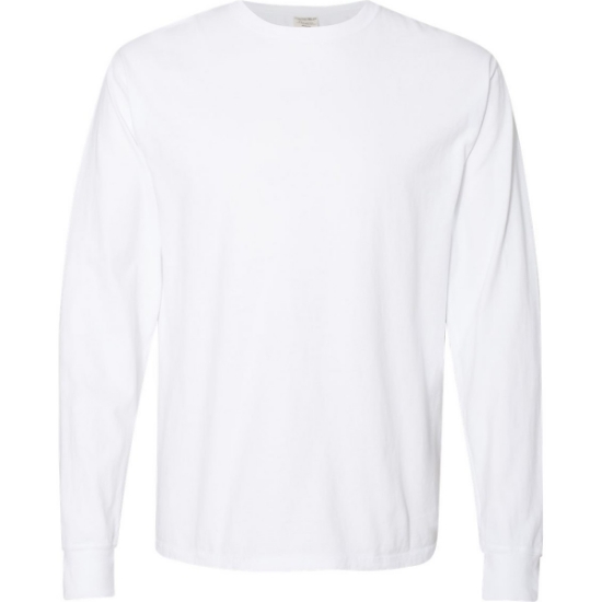 Custom Unisex Garment-Dyed Long Sleeve T-Shirt White
