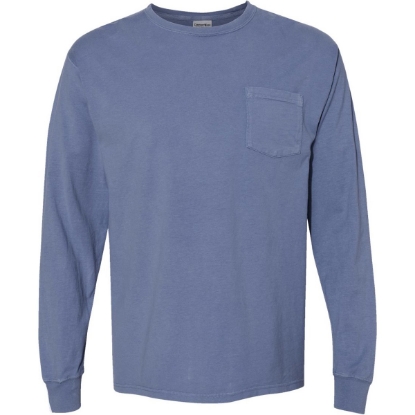 Custom Unisex Garment-Dyed Long Sleeve T-Shirt With a Pocket Saltwater