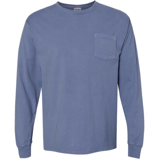 Custom Unisex Garment-Dyed Long Sleeve T-Shirt With a Pocket Saltwater